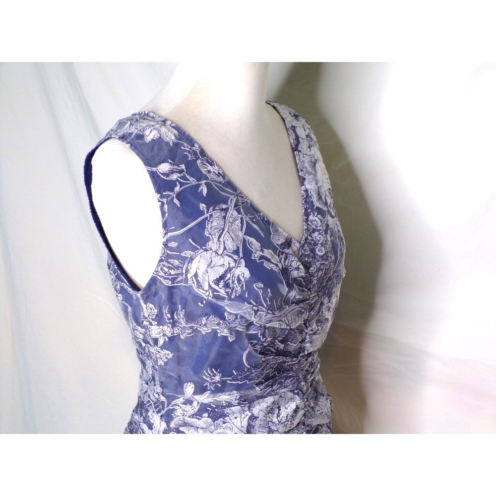 JS COLLECTIONS Maddison Column Shirred Gown Dress Blue 6 NEW - Picture 10 of 16